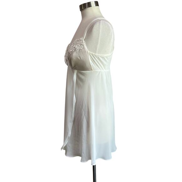 Flora by Floral Nikrooz Satin & Chiffon Lace Babydoll Slip Chemise Sz Large - Picture 2 of 9